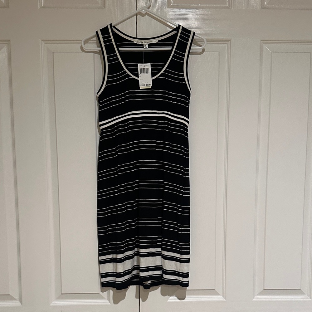Max Studio Black and White Striped Midi Dress